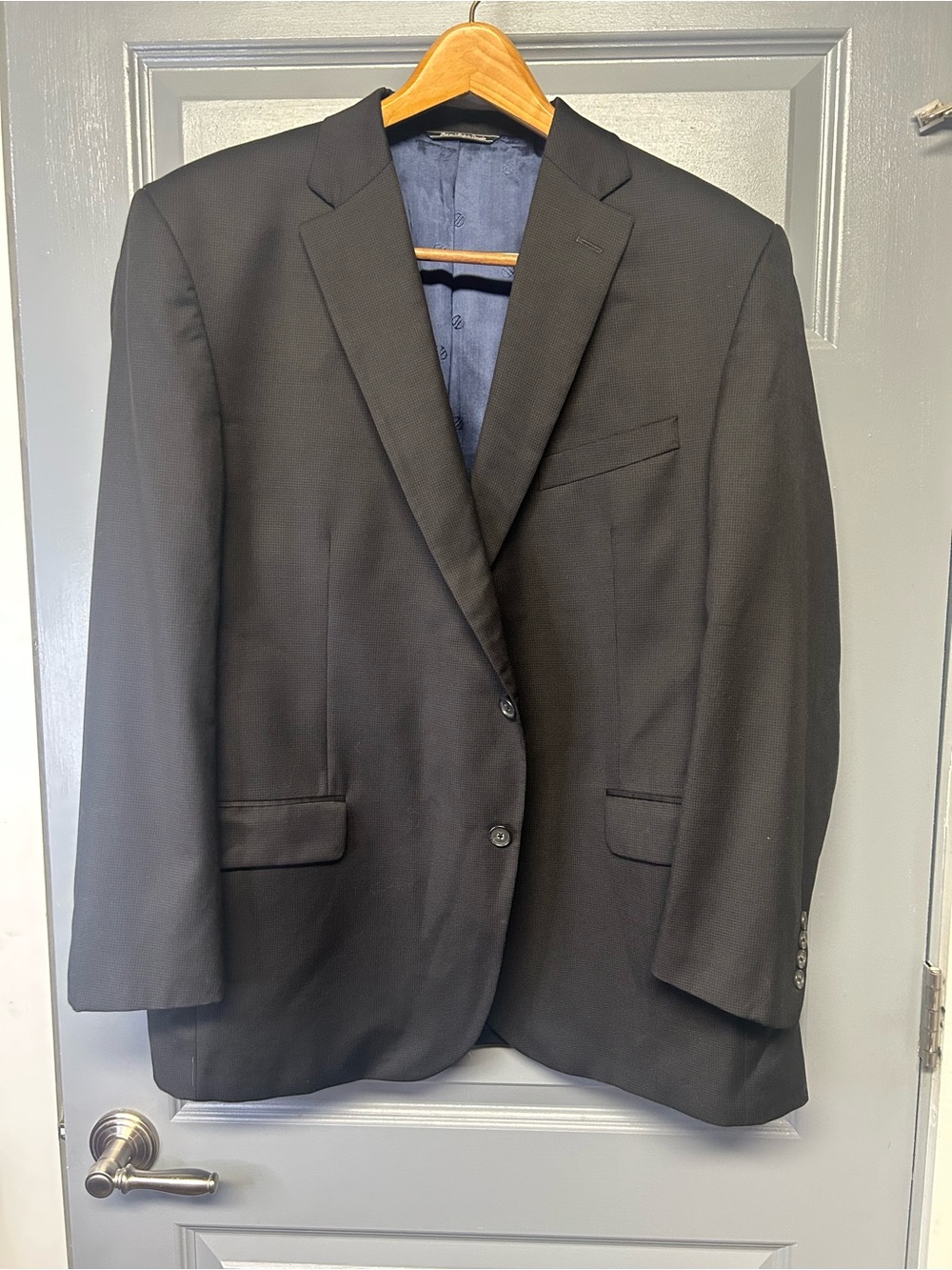 David Donahue black micro check wool sportcoat size 48R see notes